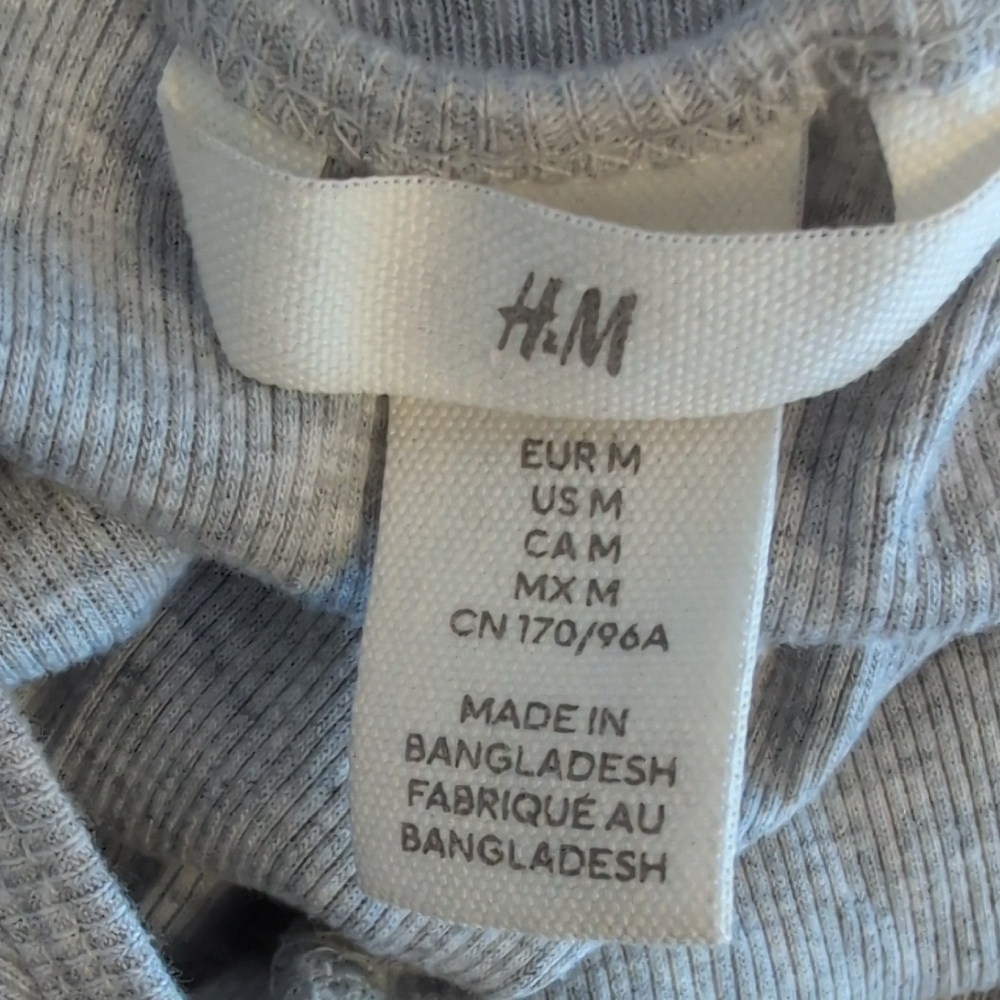 H&M Gray Ribbed Crop Tank Top M T149 - Picture 6 of 7